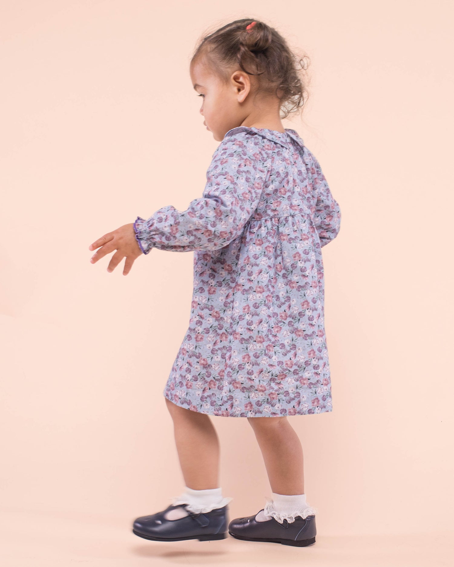 Rose French Slate Bouquet Twill A-Line Dress